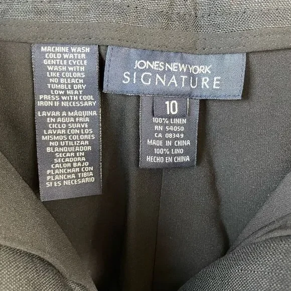 NWT Jones New York Black Linen Blend Cropped Slack - Picture 3 of 6
